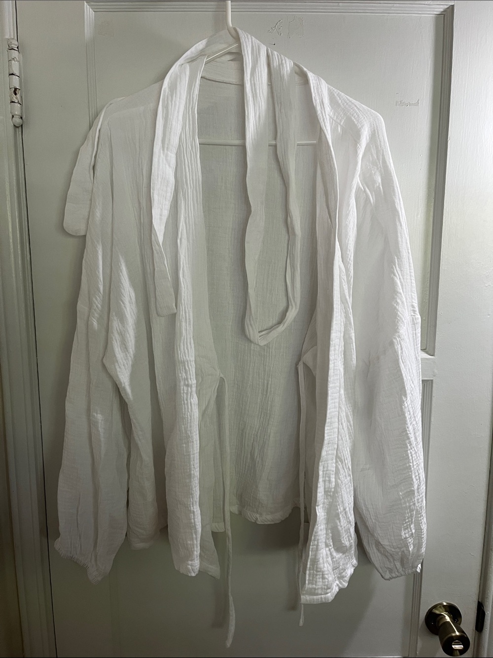 Commense White Gauzy Open-Front Blazer